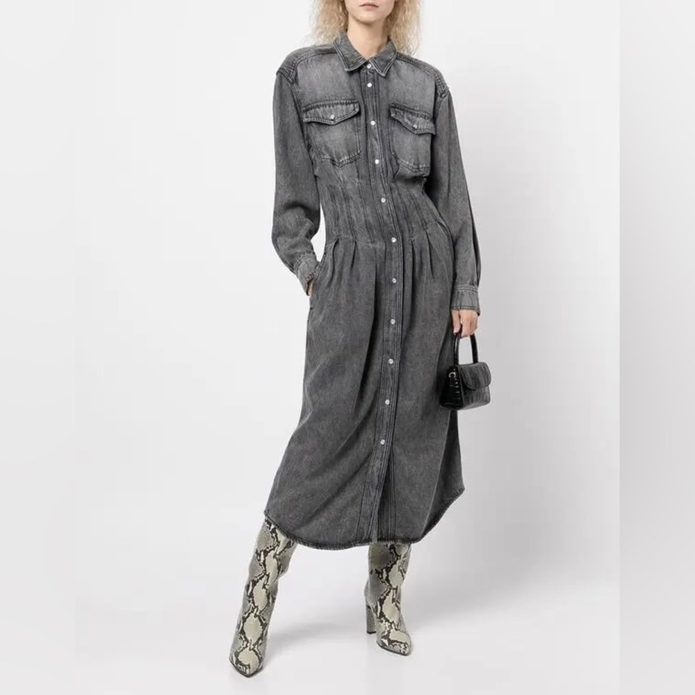 ISABEL MARANT  Fitted-Waist Denim Shirt-Dress